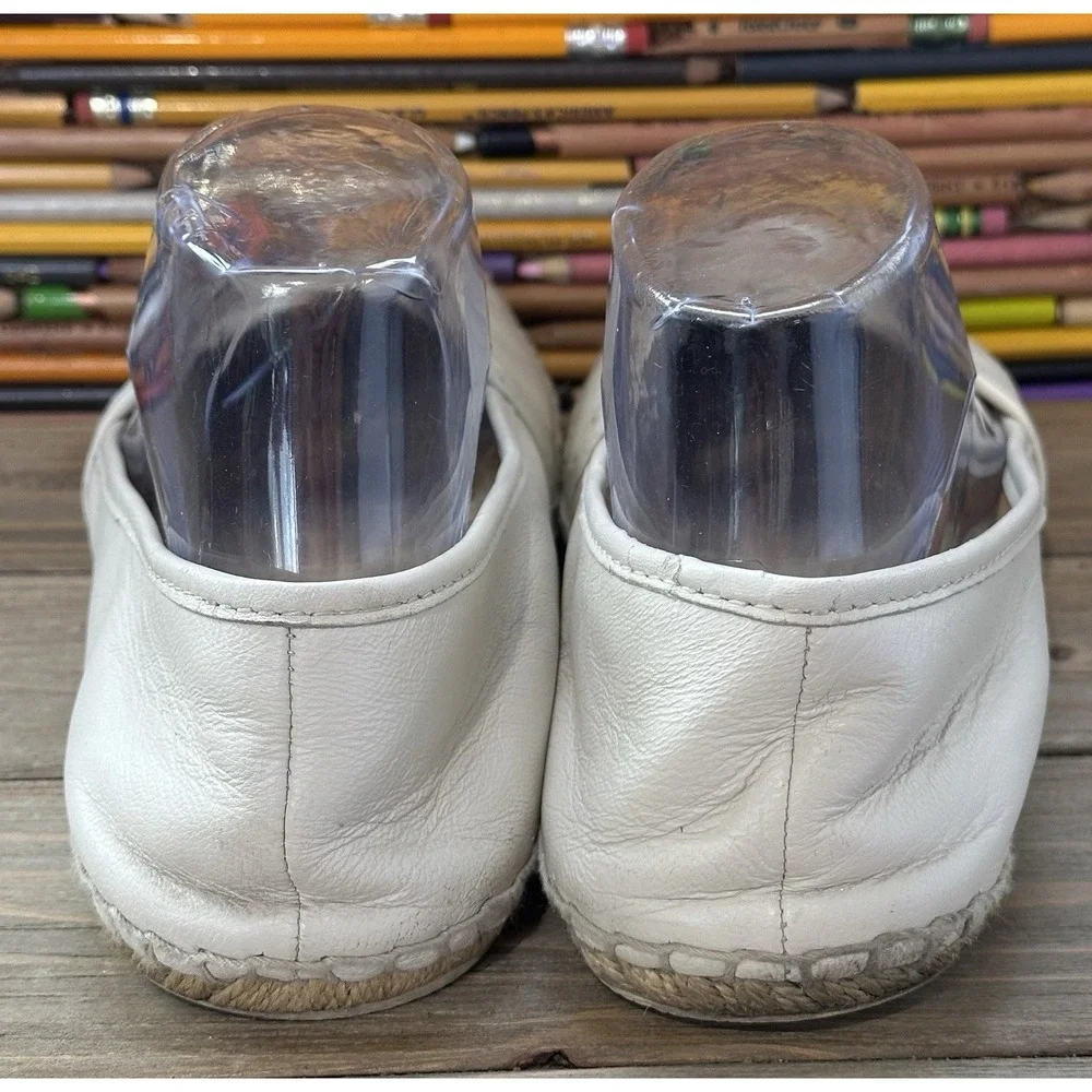 Coach Espadrille Rhodelle Flats Shoes Leather Cream Sz 8 B